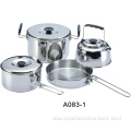 Stainless Steel Camping Pot Set with Tea Kettle